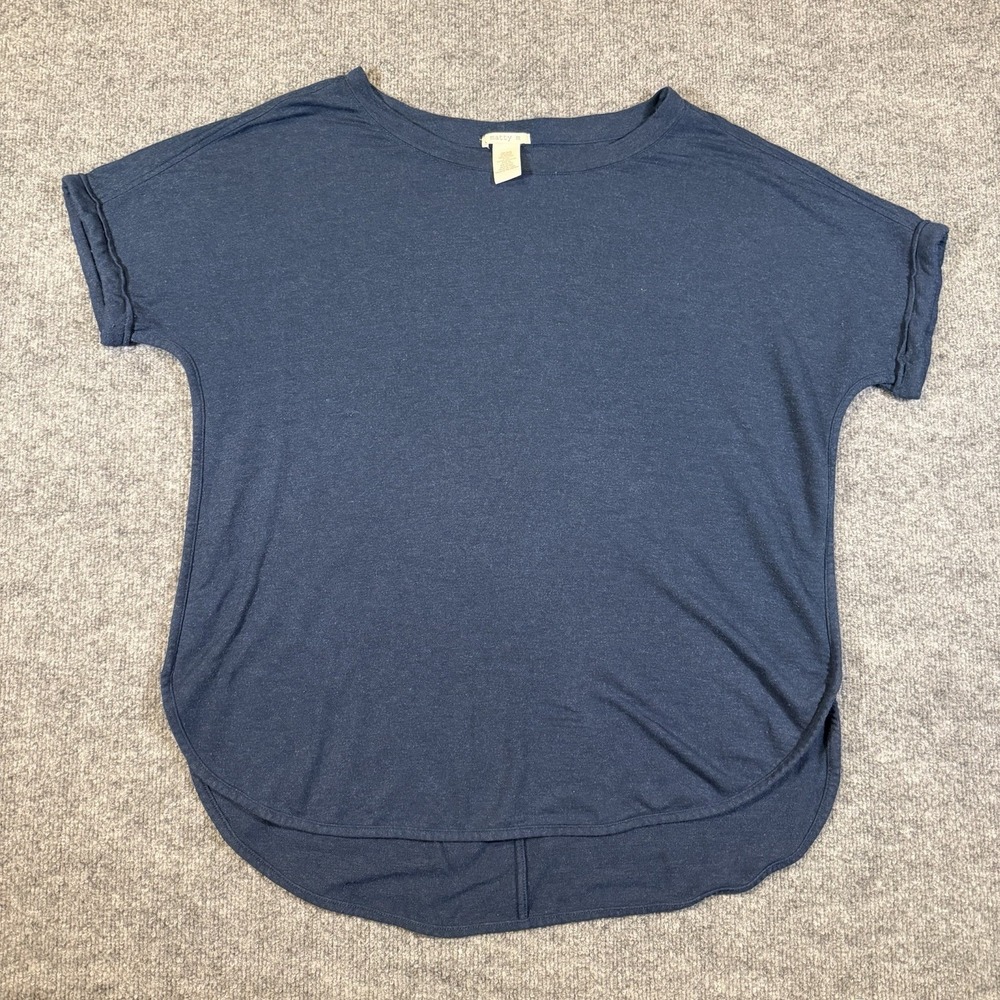 Matty M Women's XL Blue Short Sleeve Rolled Cuff Tunic Top Shirt Soft